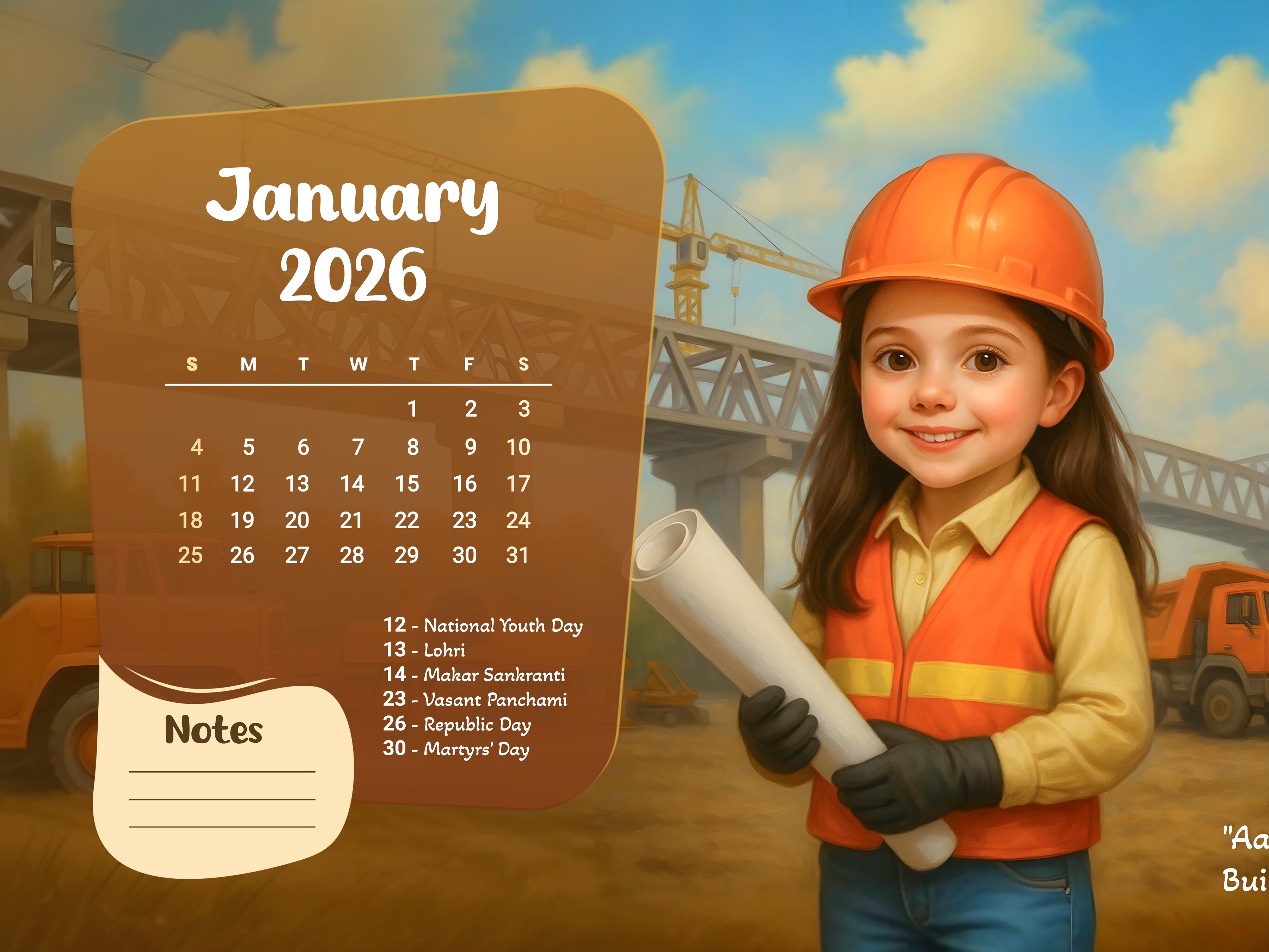 Calendar for Girl 2026